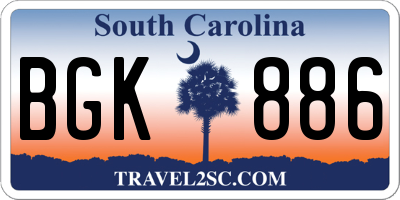SC license plate BGK886