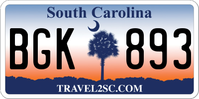 SC license plate BGK893