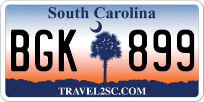 SC license plate BGK899