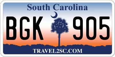 SC license plate BGK905