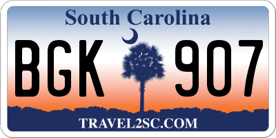 SC license plate BGK907
