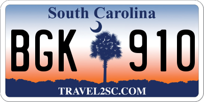 SC license plate BGK910