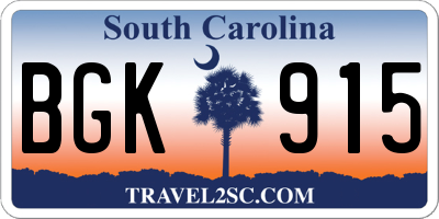 SC license plate BGK915