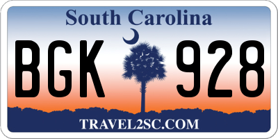 SC license plate BGK928
