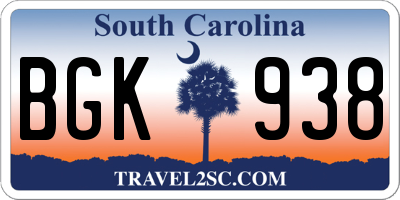 SC license plate BGK938