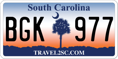 SC license plate BGK977