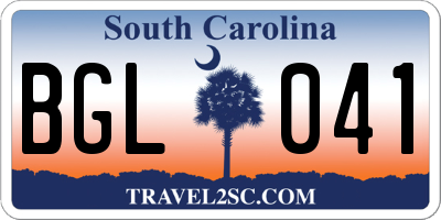 SC license plate BGL041