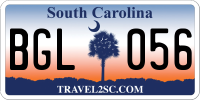 SC license plate BGL056