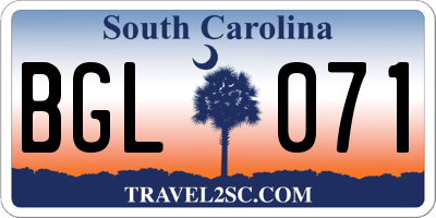 SC license plate BGL071