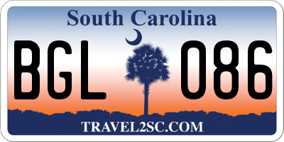 SC license plate BGL086