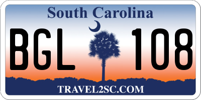 SC license plate BGL108