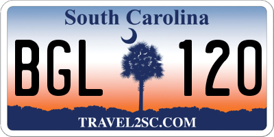 SC license plate BGL120