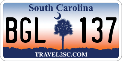 SC license plate BGL137