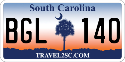 SC license plate BGL140