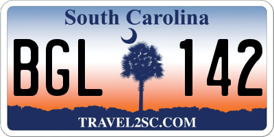 SC license plate BGL142