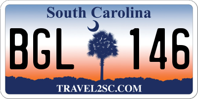 SC license plate BGL146