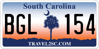 SC license plate BGL154