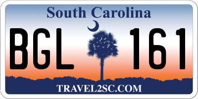 SC license plate BGL161
