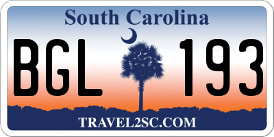 SC license plate BGL193