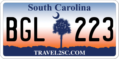 SC license plate BGL223