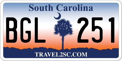 SC license plate BGL251