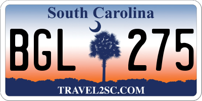 SC license plate BGL275