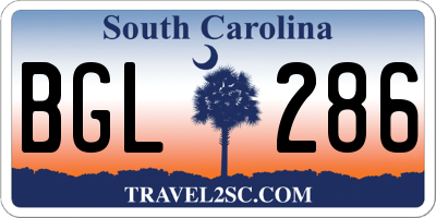 SC license plate BGL286