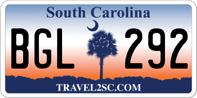 SC license plate BGL292