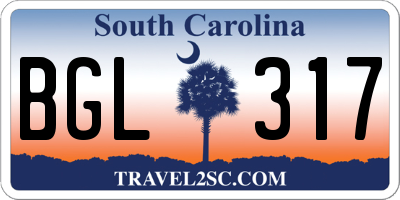 SC license plate BGL317