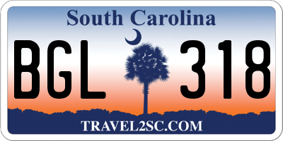SC license plate BGL318