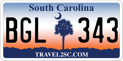 SC license plate BGL343