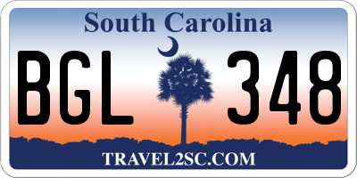 SC license plate BGL348