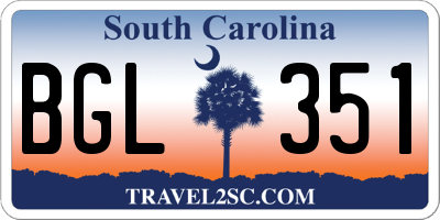 SC license plate BGL351