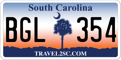 SC license plate BGL354