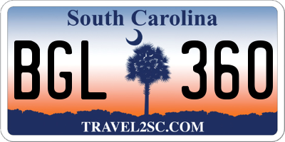 SC license plate BGL360