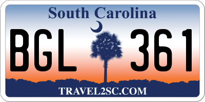 SC license plate BGL361