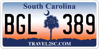 SC license plate BGL389
