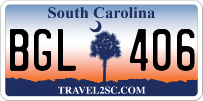 SC license plate BGL406