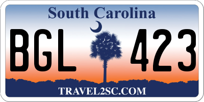 SC license plate BGL423