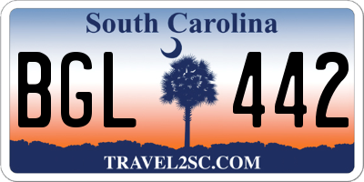 SC license plate BGL442
