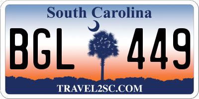 SC license plate BGL449