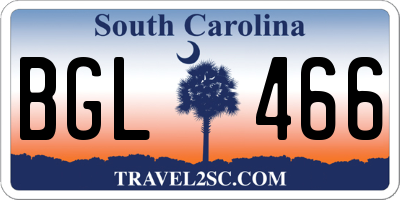 SC license plate BGL466