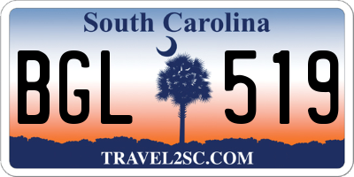 SC license plate BGL519