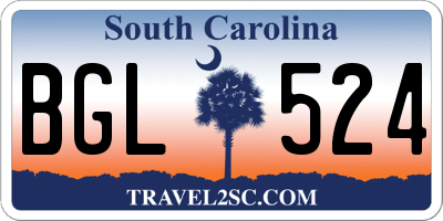 SC license plate BGL524