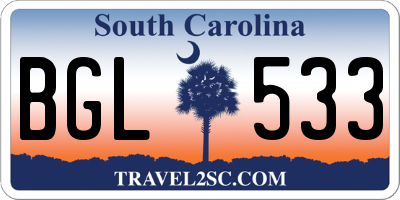 SC license plate BGL533