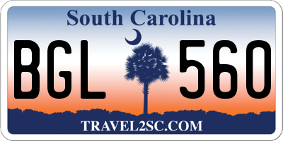 SC license plate BGL560
