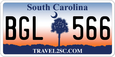 SC license plate BGL566
