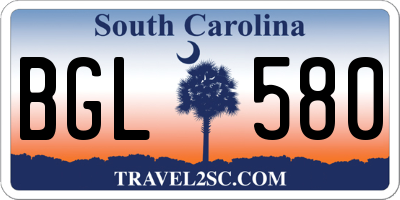 SC license plate BGL580