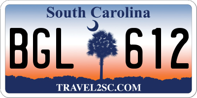 SC license plate BGL612