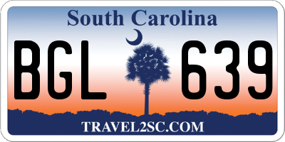 SC license plate BGL639